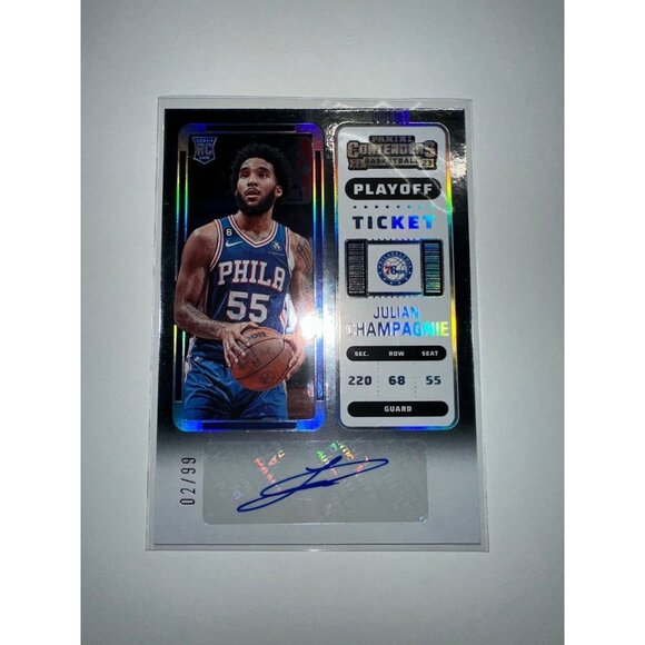 2022-23 JULIAN CHAMPAGNIE AUTO RC 02/99 HOLO CONTENDERS ROOKIE TICKET AUTOGRAPH - Picture 1 of 5